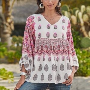 Sundance Free Spirit Floral Boho Blouse